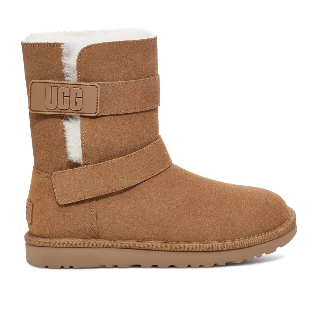 NIB✨UGG® Bailey Graphic Logo Strap Boot Chestnut Sz 8
